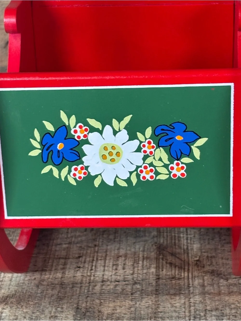 Vintage Muffy VanderBear Highland Fling Alpine Red Sleigh with Flowers For Doll